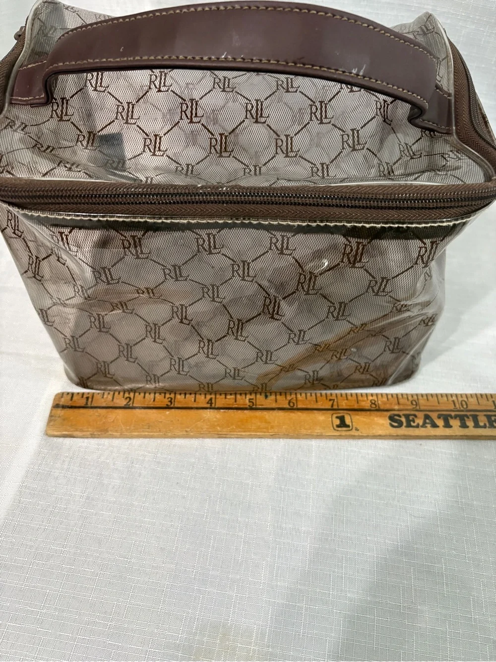 Ralph Lauren Clear w/ Brown RL Monogram Toiletry Bag